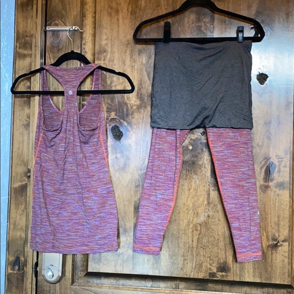 lululemon athletica Tops - Lululemon Purple Gray Athletic Top AND Bottom Sz 6